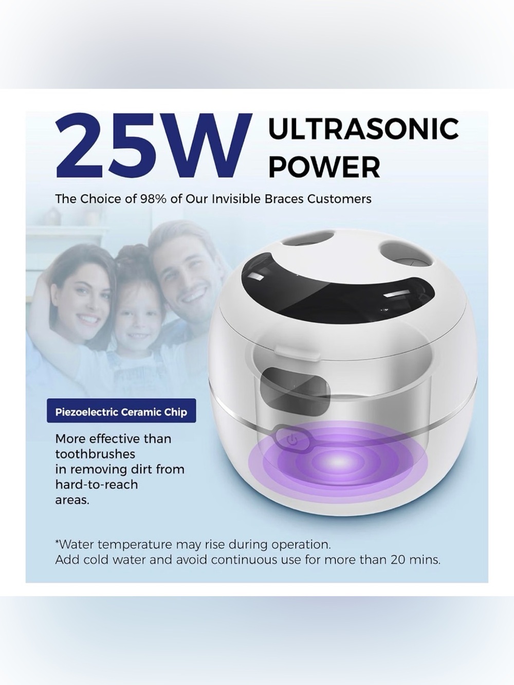 Ultrasonic Retainer Cleaner Machine for Dentures, Mouth Guards, Jewelry - Picture 2 of 8